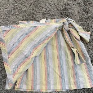 Anthropologie Moon River Medium Linen Rainbow Wrap Skirt NWT